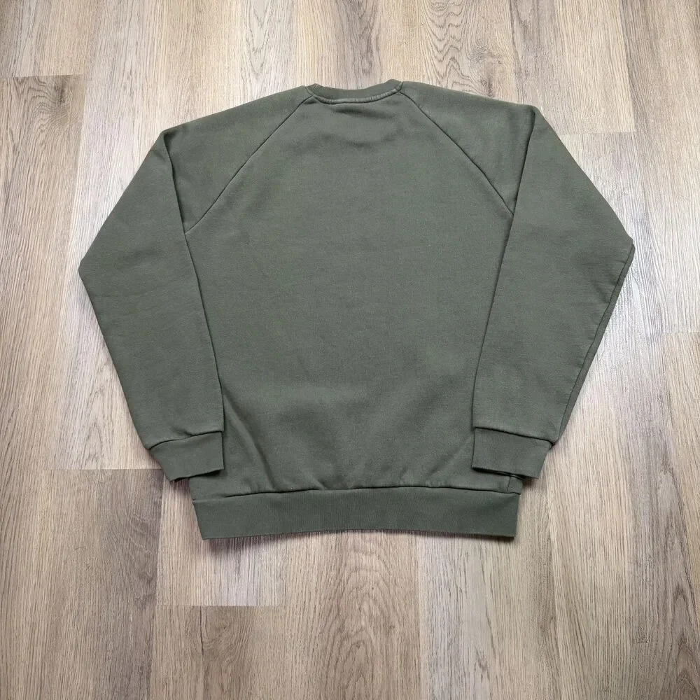 Adidas Originals Sweatshirt Mens Medium Green Trefoil Logo Crewneck Fleece